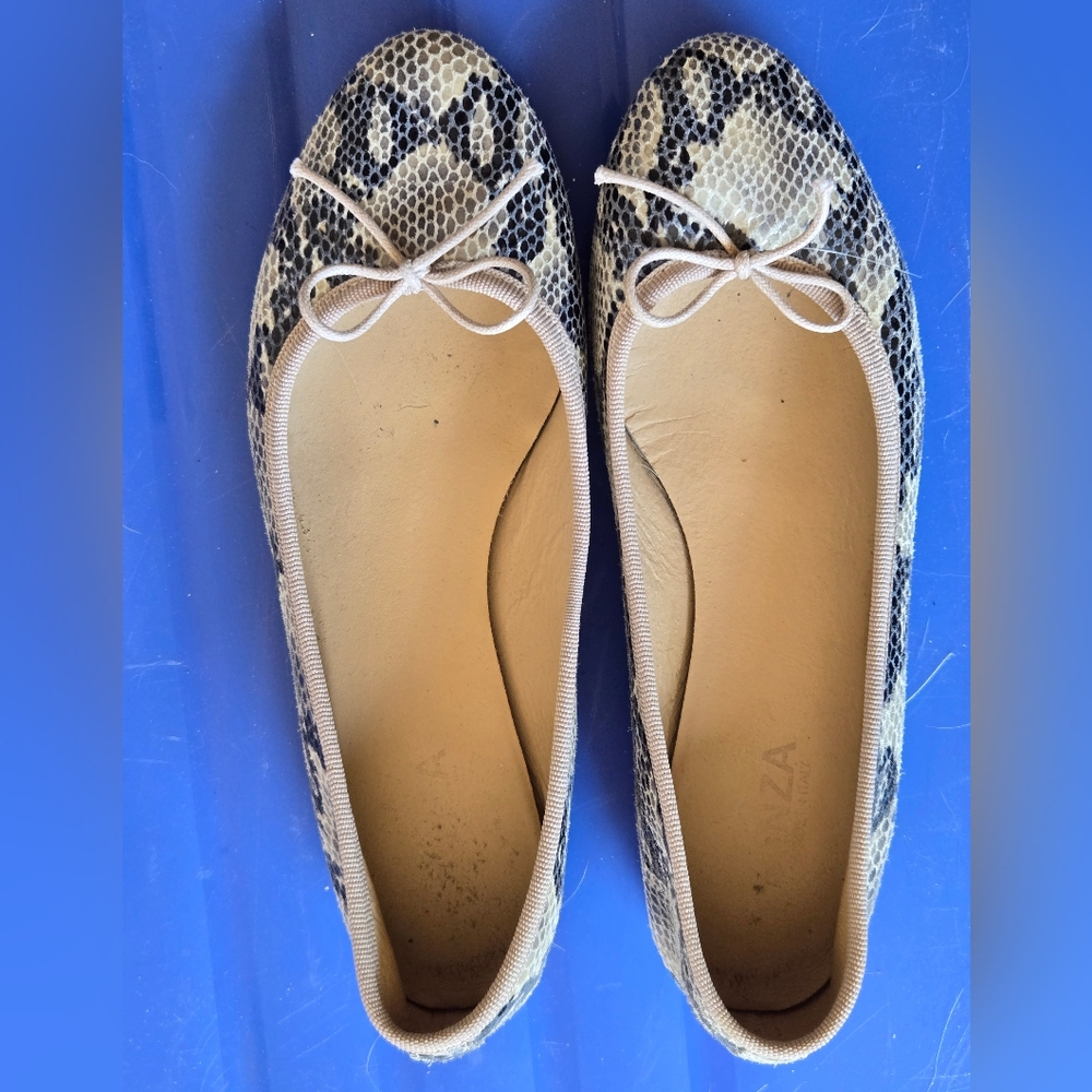 Snakeskin Pattern All Leather French Ballet Flats EU37 US7